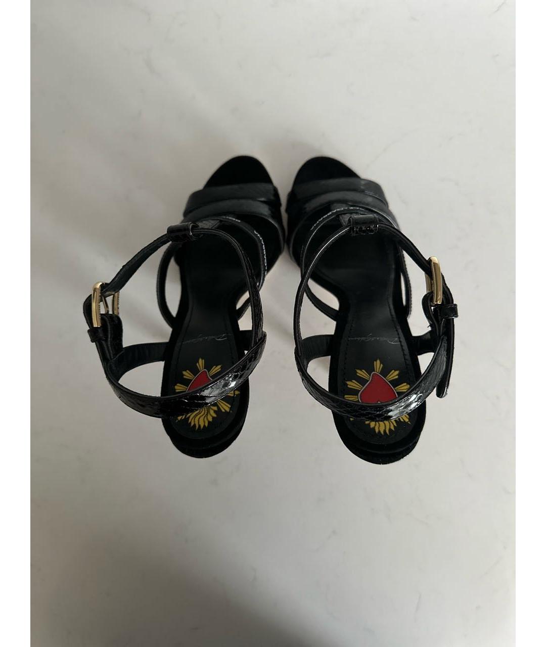 DOLCE&GABBANA Черные кожаные босоножки, фото 3