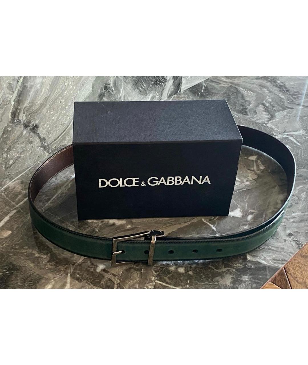 DOLCE&GABBANA Зеленый кожаный ремень, фото 2