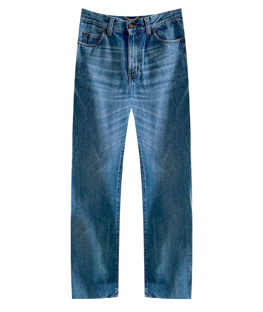 SAINT LAURENT Синие хлопковые прямые джинсы, фото 1