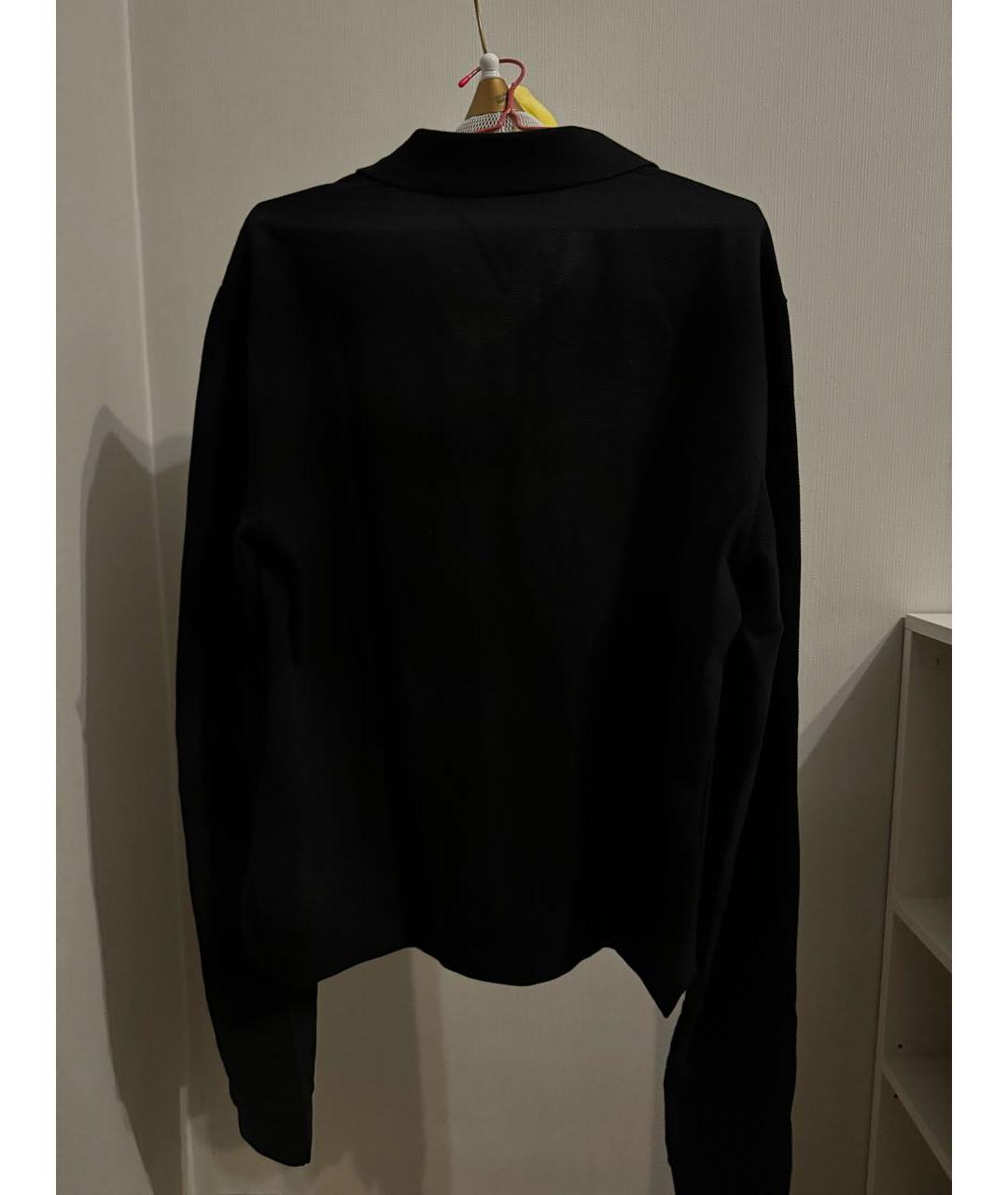 BOTTEGA VENETA Черное хлопковое поло с длинным рукавом, фото 3