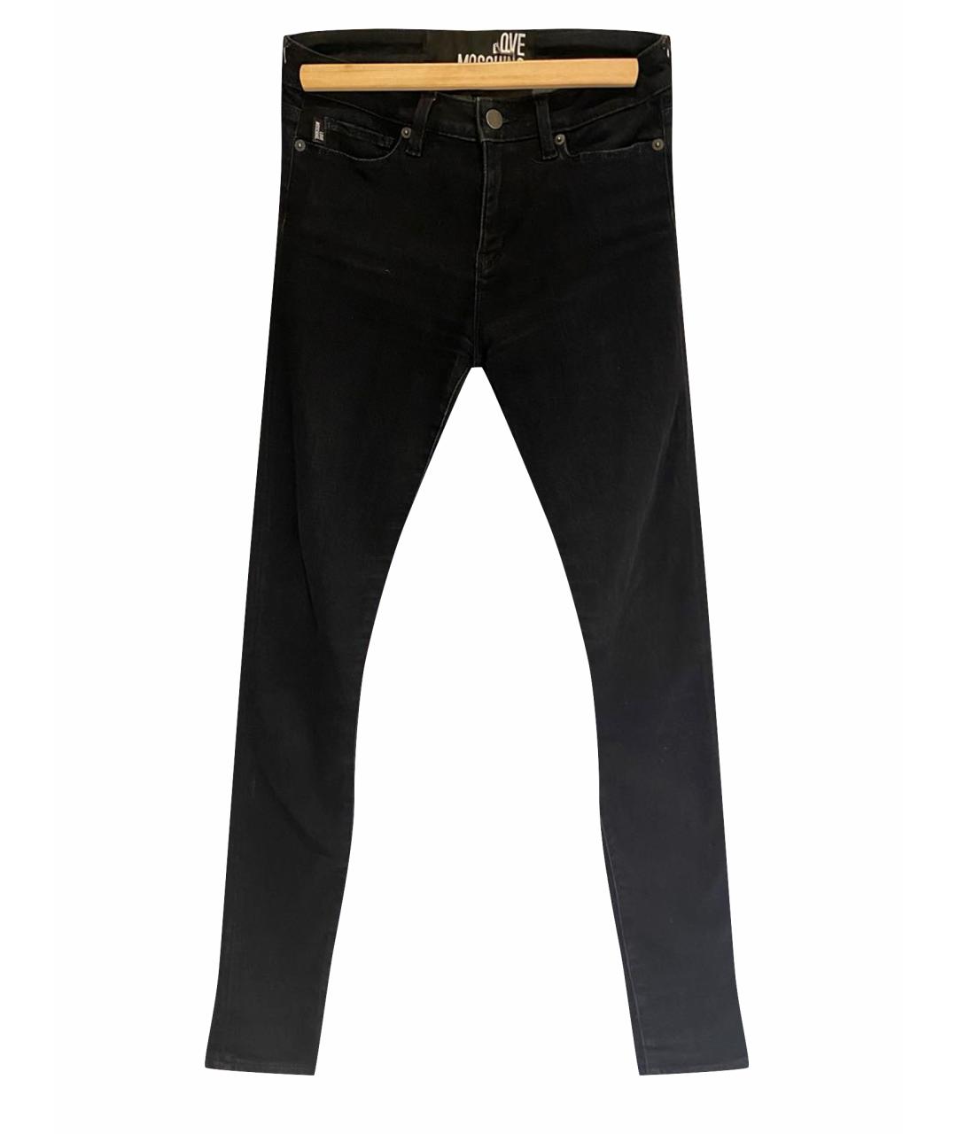 LOVE MOSCHINO Черные хлопко-эластановые джинсы слим, фото 1