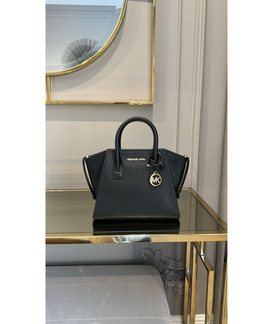 MICHAEL KORS Черная кожаная сумка с короткими ручками, фото 2