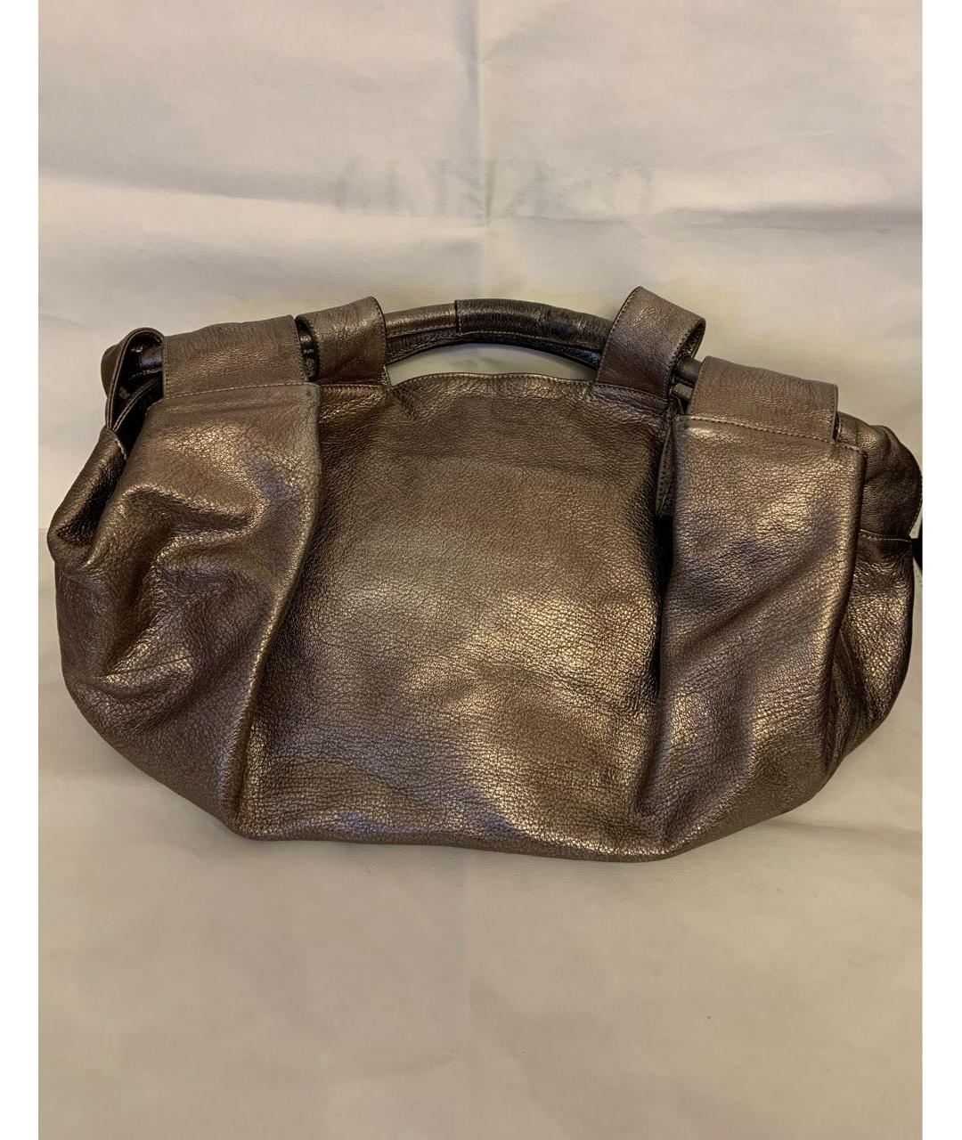 LOEWE Серебряная кожаная сумка с короткими ручками, фото 3