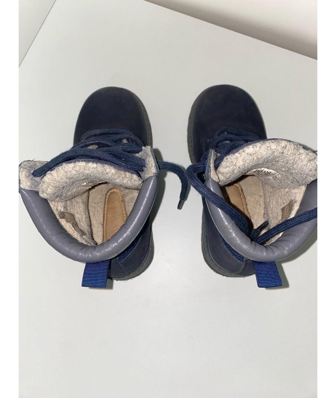 ARMANI JUNIOR Темно-синие нубуковые ботинки, фото 5