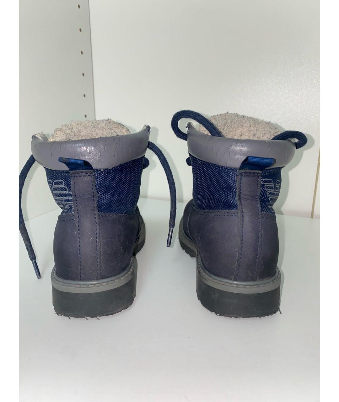 ARMANI JUNIOR Темно-синие нубуковые ботинки, фото 3