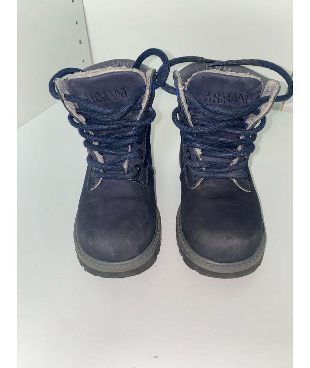 ARMANI JUNIOR Темно-синие нубуковые ботинки, фото 4