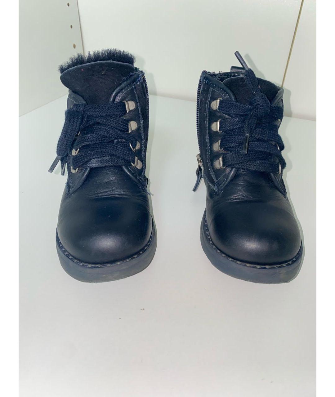 ARMANI JUNIOR Темно-синие кожаные ботинки, фото 2