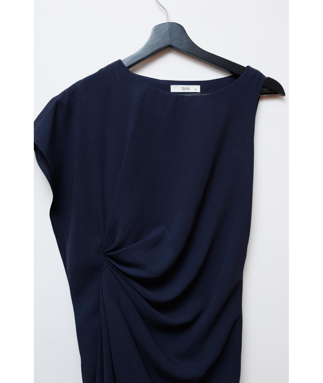 PRADA Темно-синее шелковое коктейльное платье, фото 3
