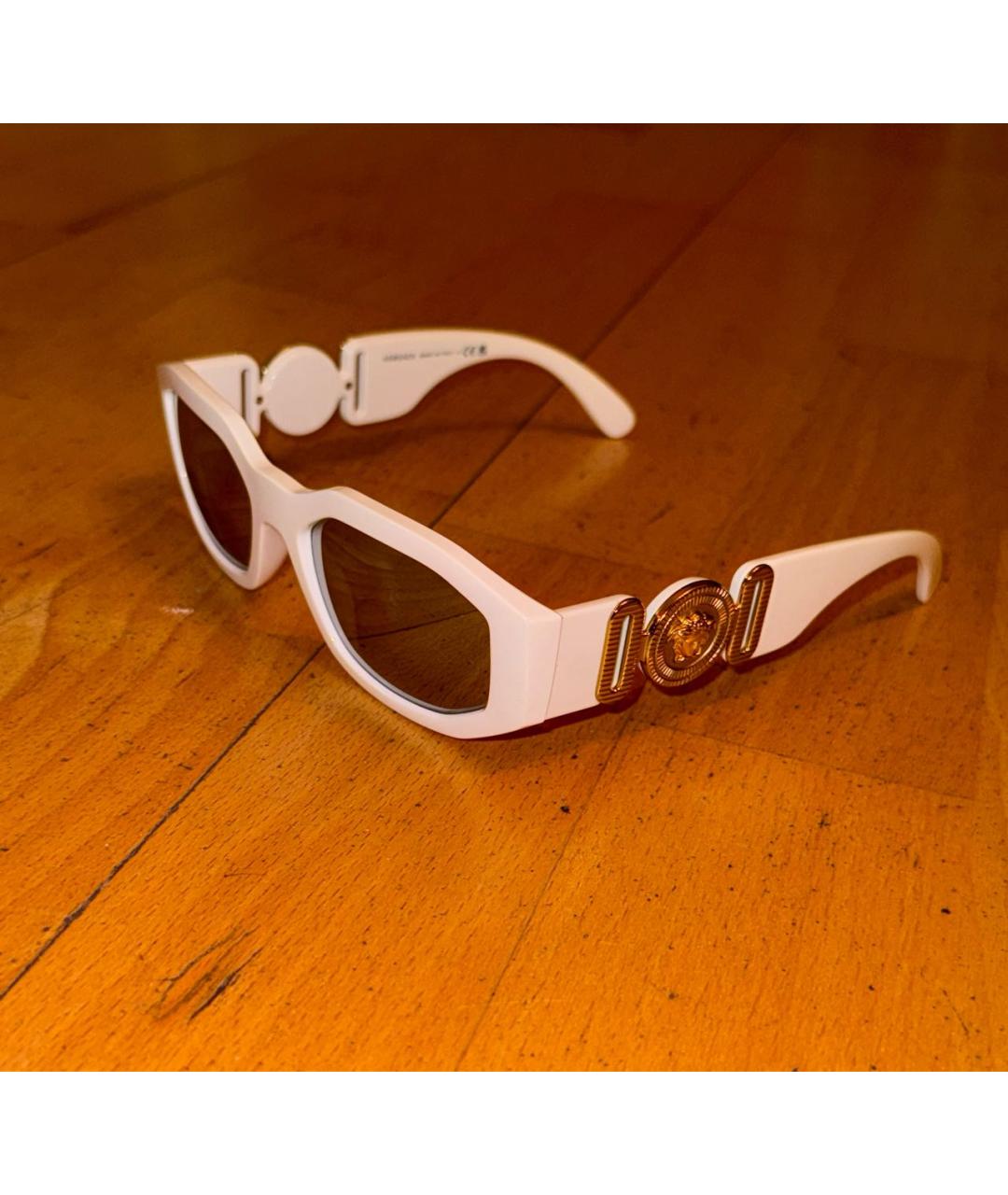 VERSACE Белые пластиковые солнцезащитные очки, фото 9