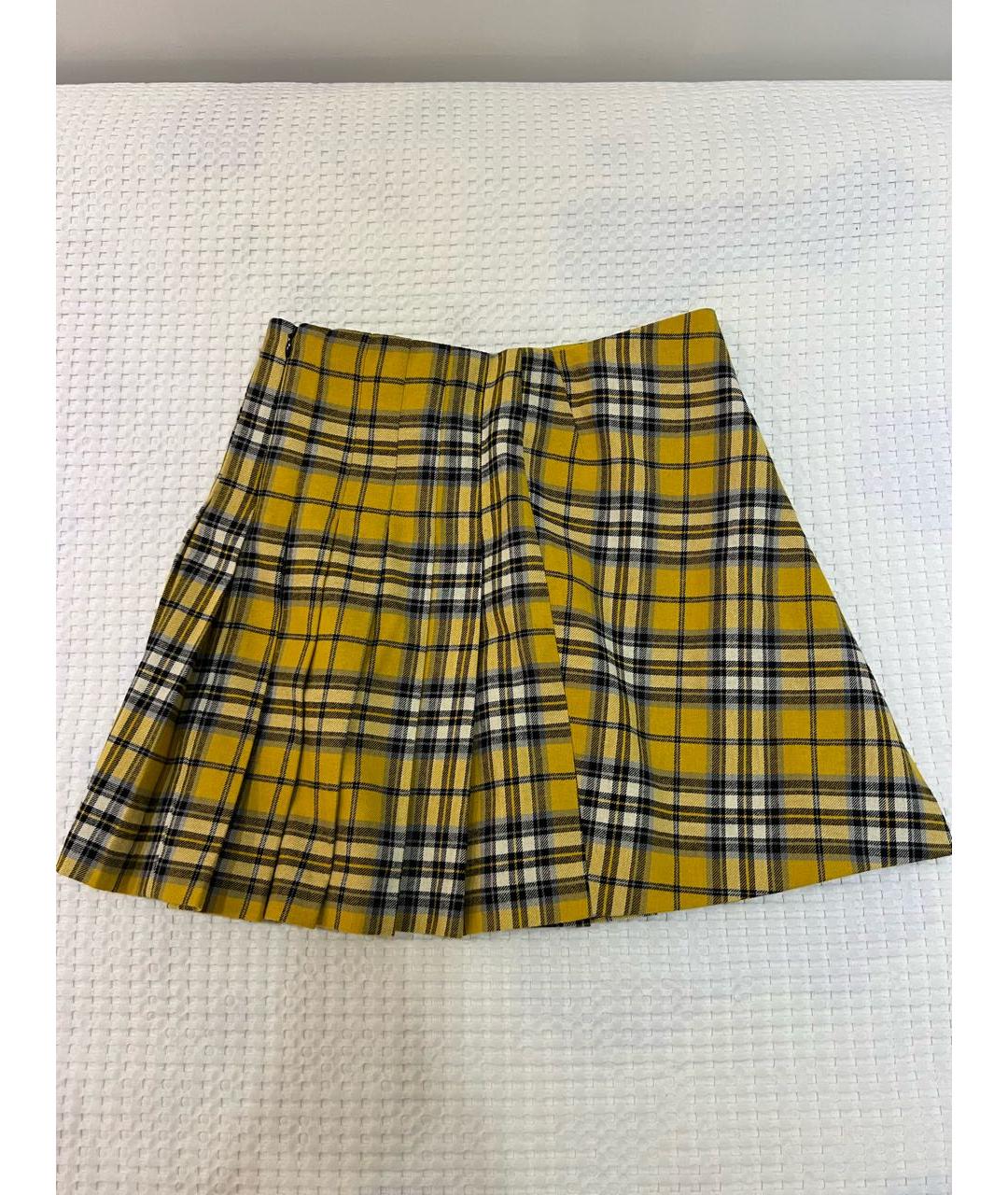 MAJE Желтая хлопковая юбка мини, фото 2