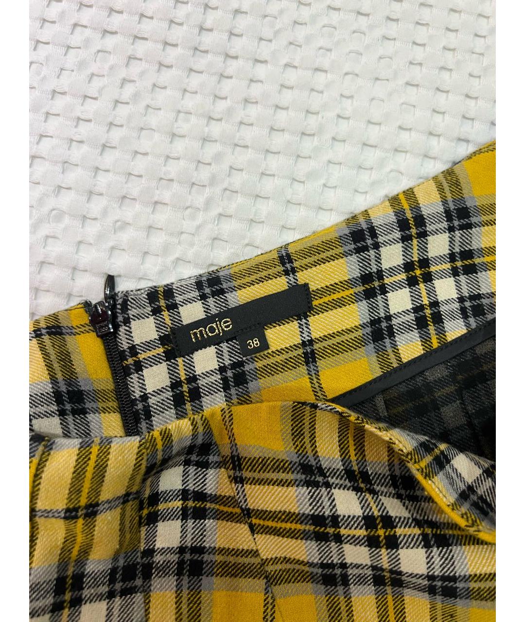MAJE Желтая хлопковая юбка мини, фото 3