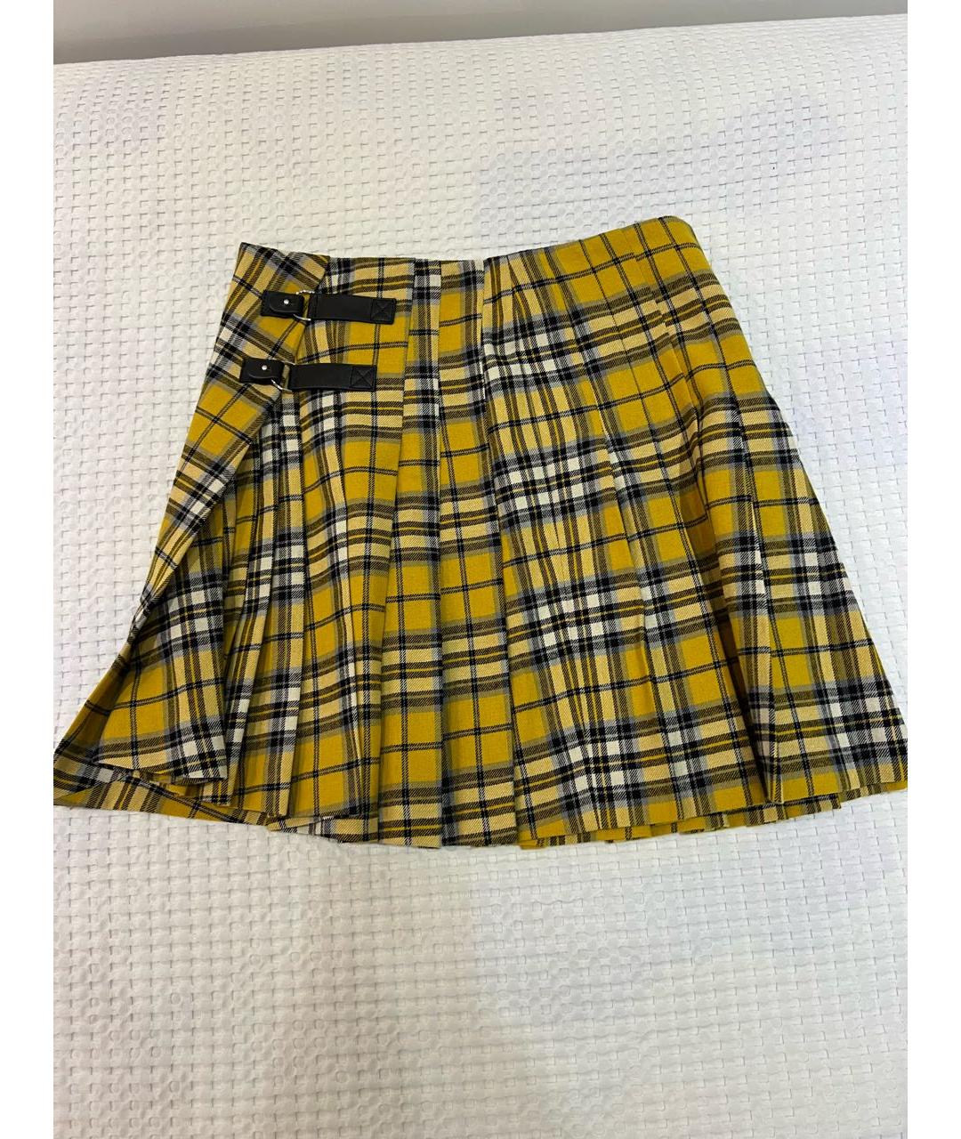 MAJE Желтая хлопковая юбка мини, фото 4