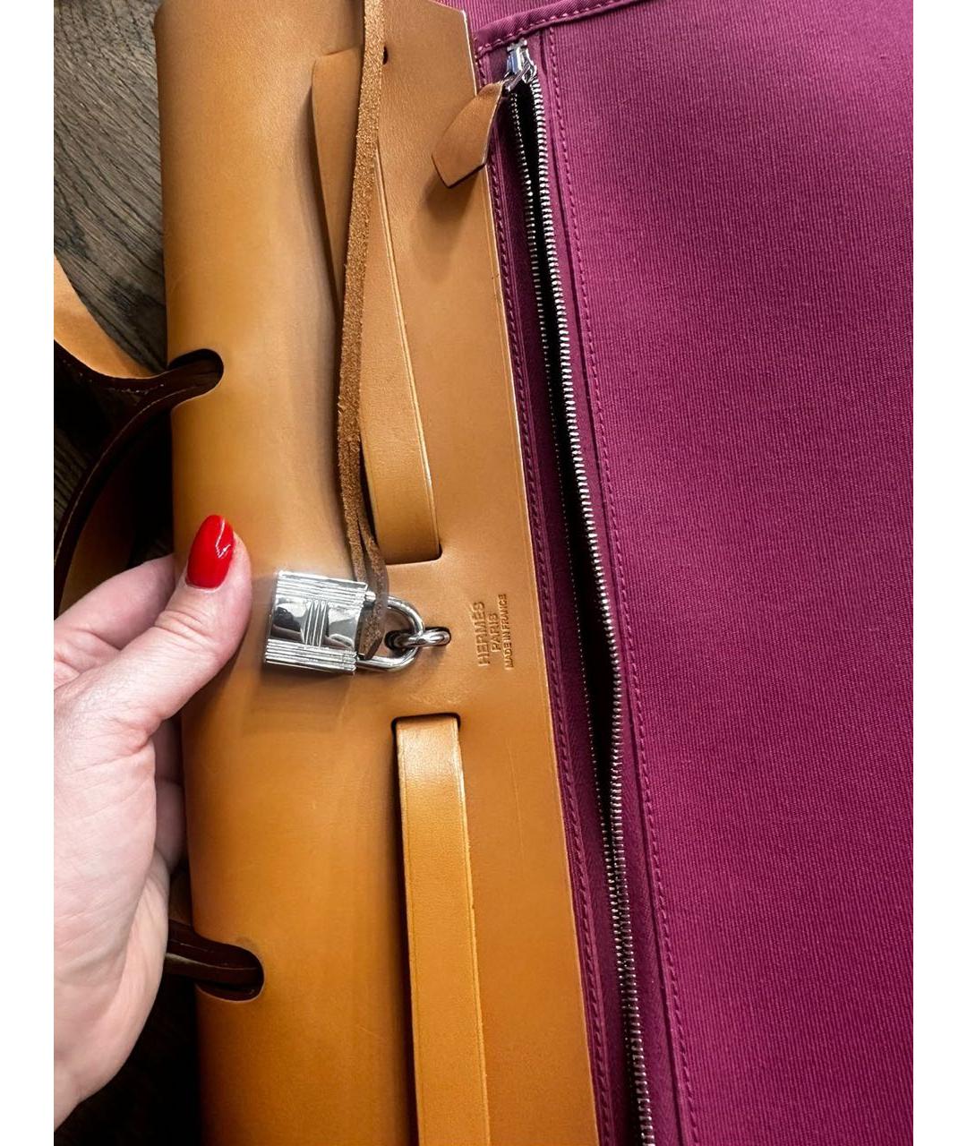 HERMES PRE-OWNED Фиолетовая тканевая сумка с короткими ручками, фото 8