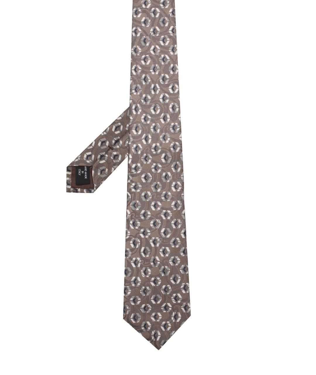 GIORGIO ARMANI Коричневый шелковый галстук, фото 2