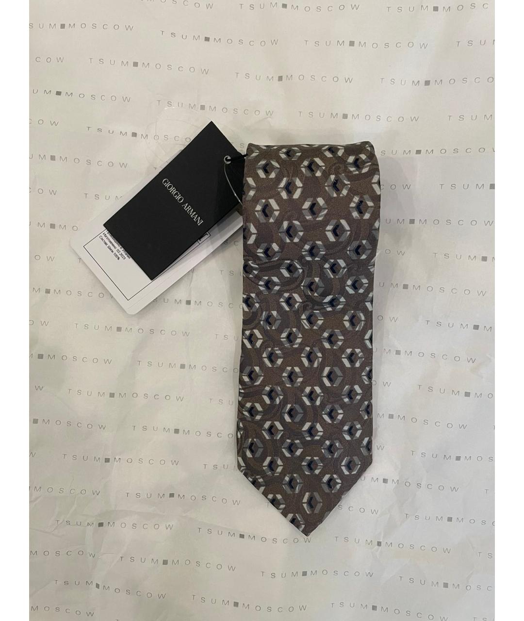 GIORGIO ARMANI Коричневый шелковый галстук, фото 8