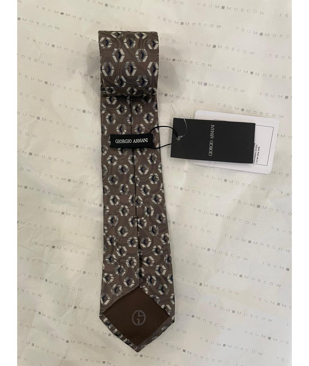 GIORGIO ARMANI Коричневый шелковый галстук, фото 9
