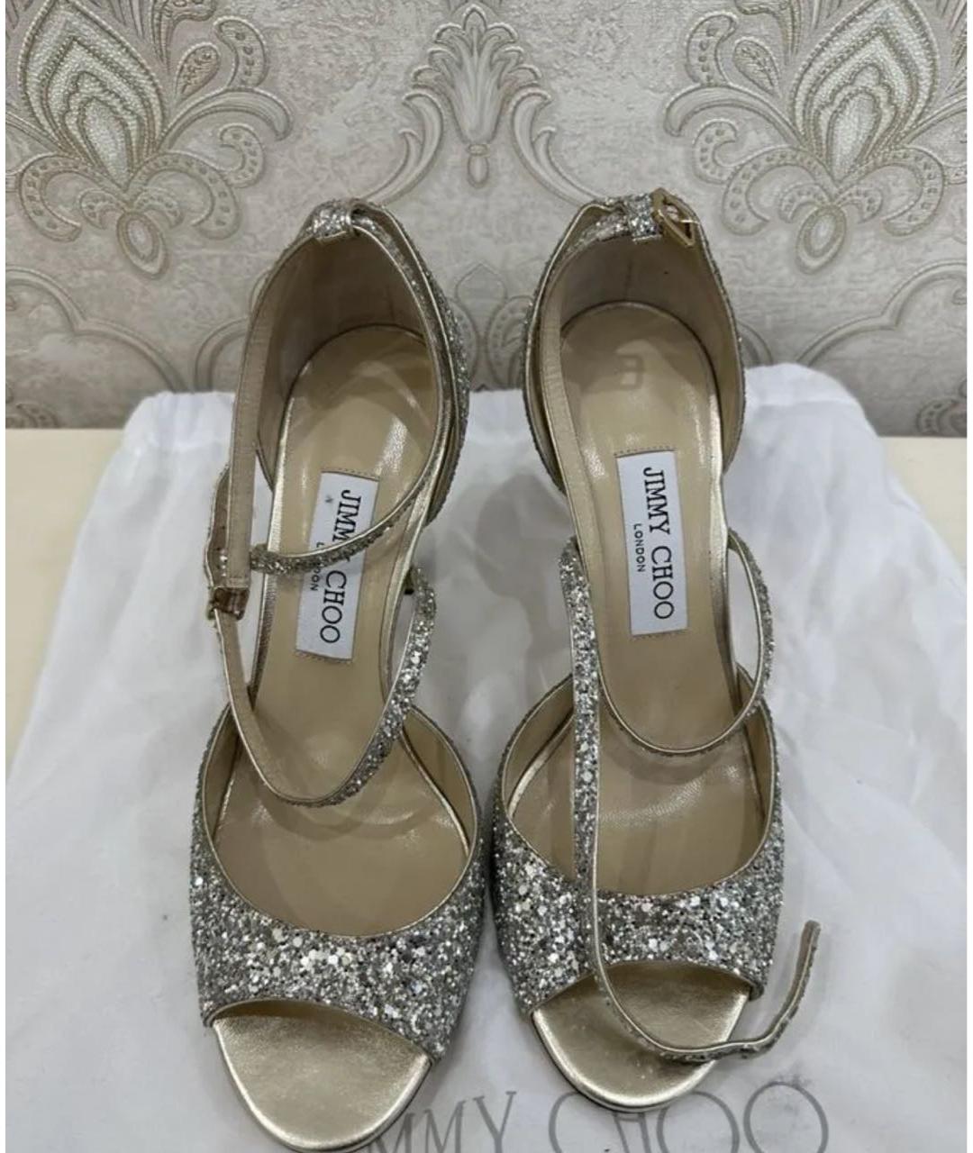 JIMMY CHOO Серебряные свадебные туфли на низком каблуке, фото 2