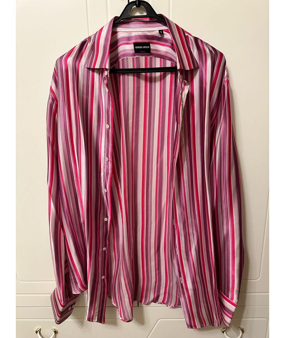 GIORGIO ARMANI Розовая шелковая кэжуал рубашка, фото 8