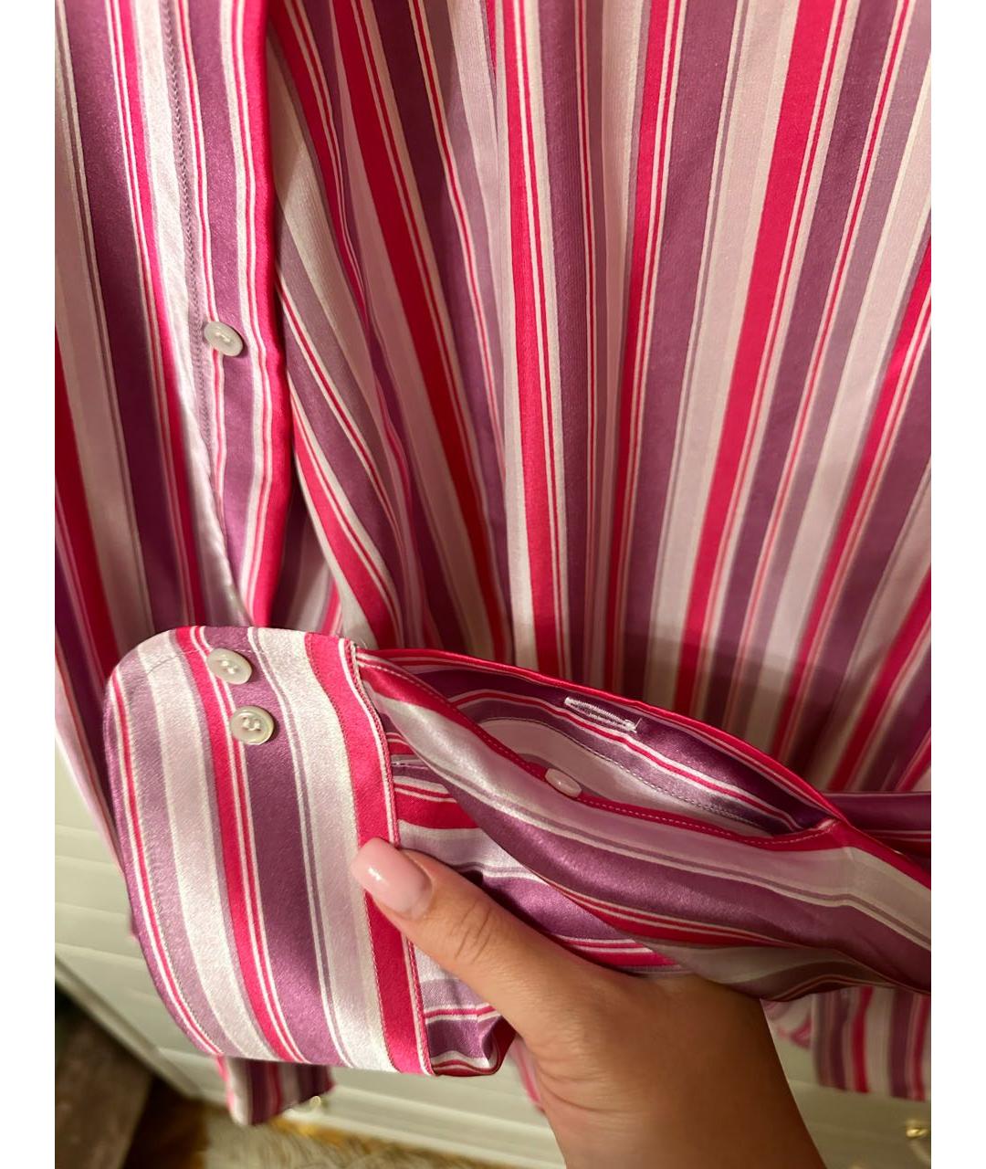 GIORGIO ARMANI Розовая шелковая кэжуал рубашка, фото 4