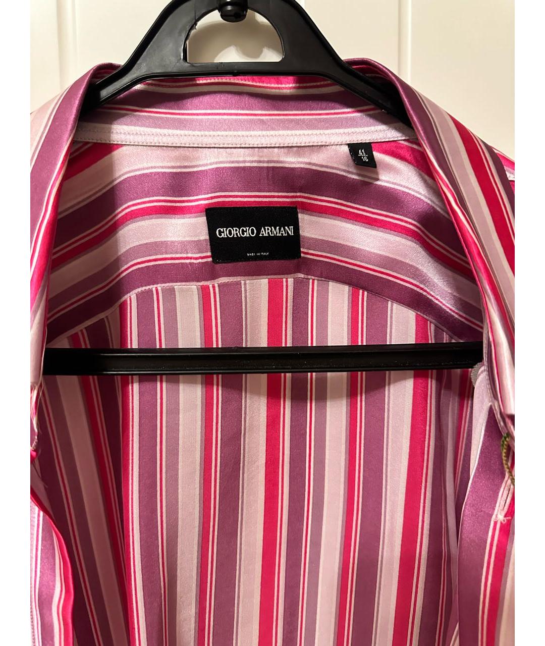 GIORGIO ARMANI Розовая шелковая кэжуал рубашка, фото 3