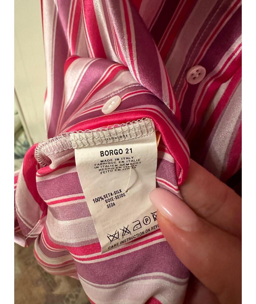 GIORGIO ARMANI Розовая шелковая кэжуал рубашка, фото 6