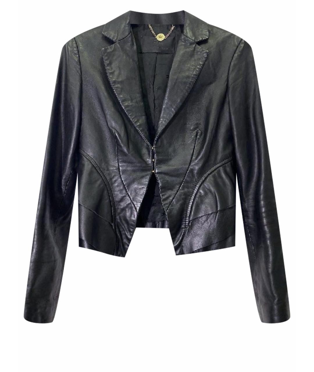 ELISABETTA FRANCHI Черная кожаная куртка, фото 1