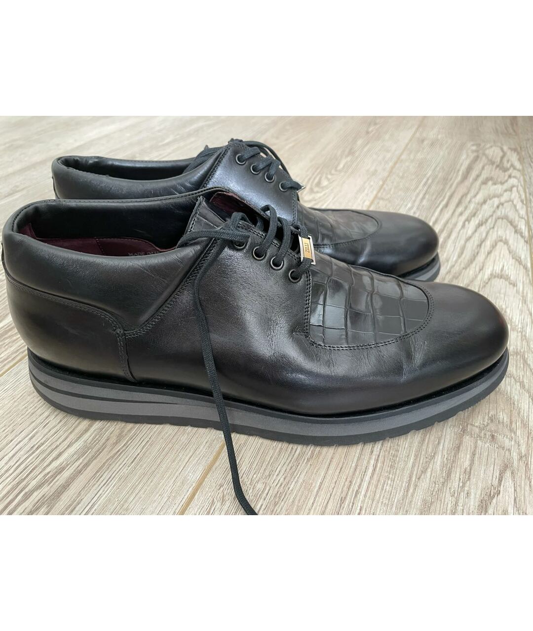 KITON Черные кожаные высокие кроссовки / кеды, фото 8