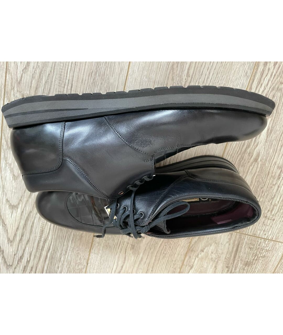 KITON Черные кожаные высокие кроссовки / кеды, фото 6