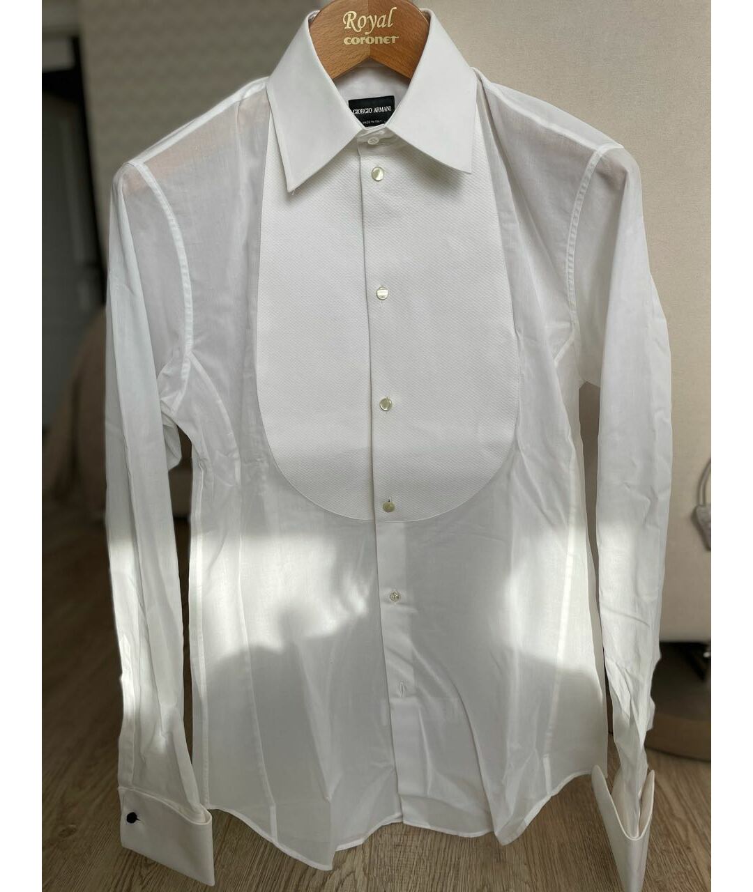 GIORGIO ARMANI Белая хлопковая классическая рубашка, фото 4