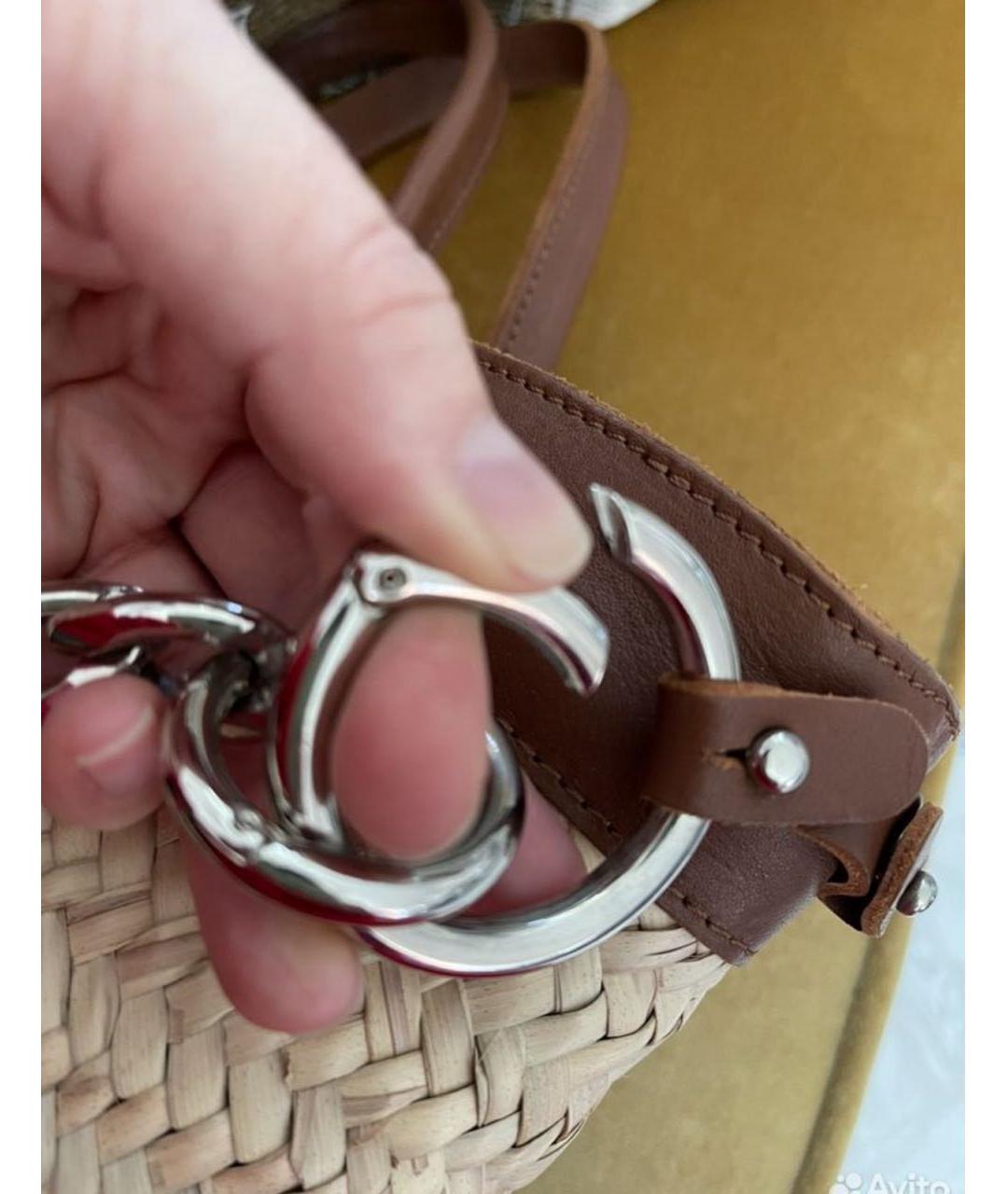 GIANFRANCO FERRE Бежевая кожаная пляжная сумка, фото 6