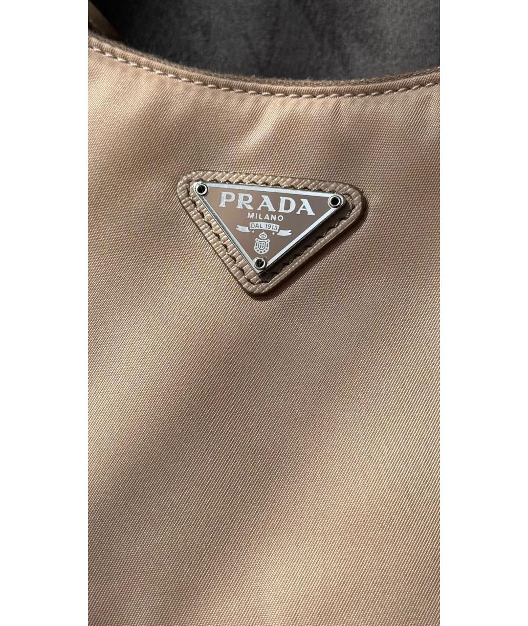 PRADA Бежевая тканевая сумка через плечо, фото 3