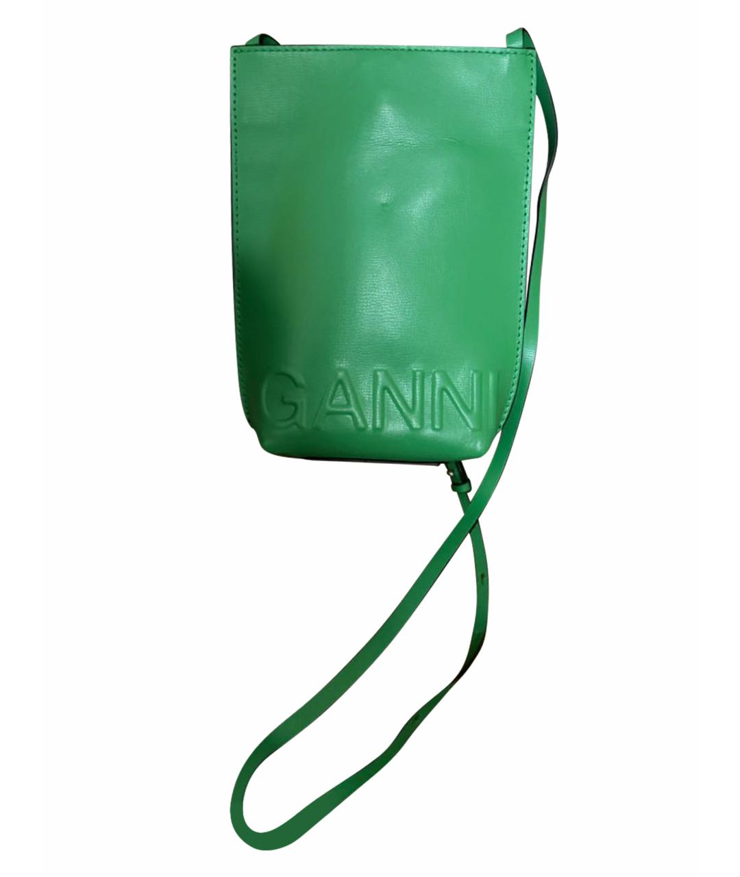 GANNI Зеленая кожаная сумка через плечо, фото 1