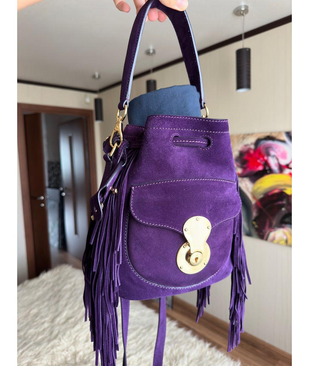 RALPH LAUREN Фиолетовая замшевая сумка через плечо, фото 9