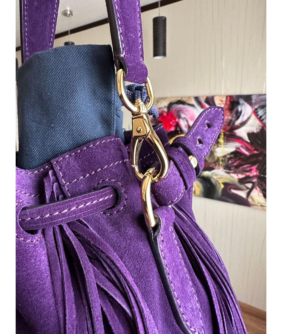 RALPH LAUREN Фиолетовая замшевая сумка через плечо, фото 7