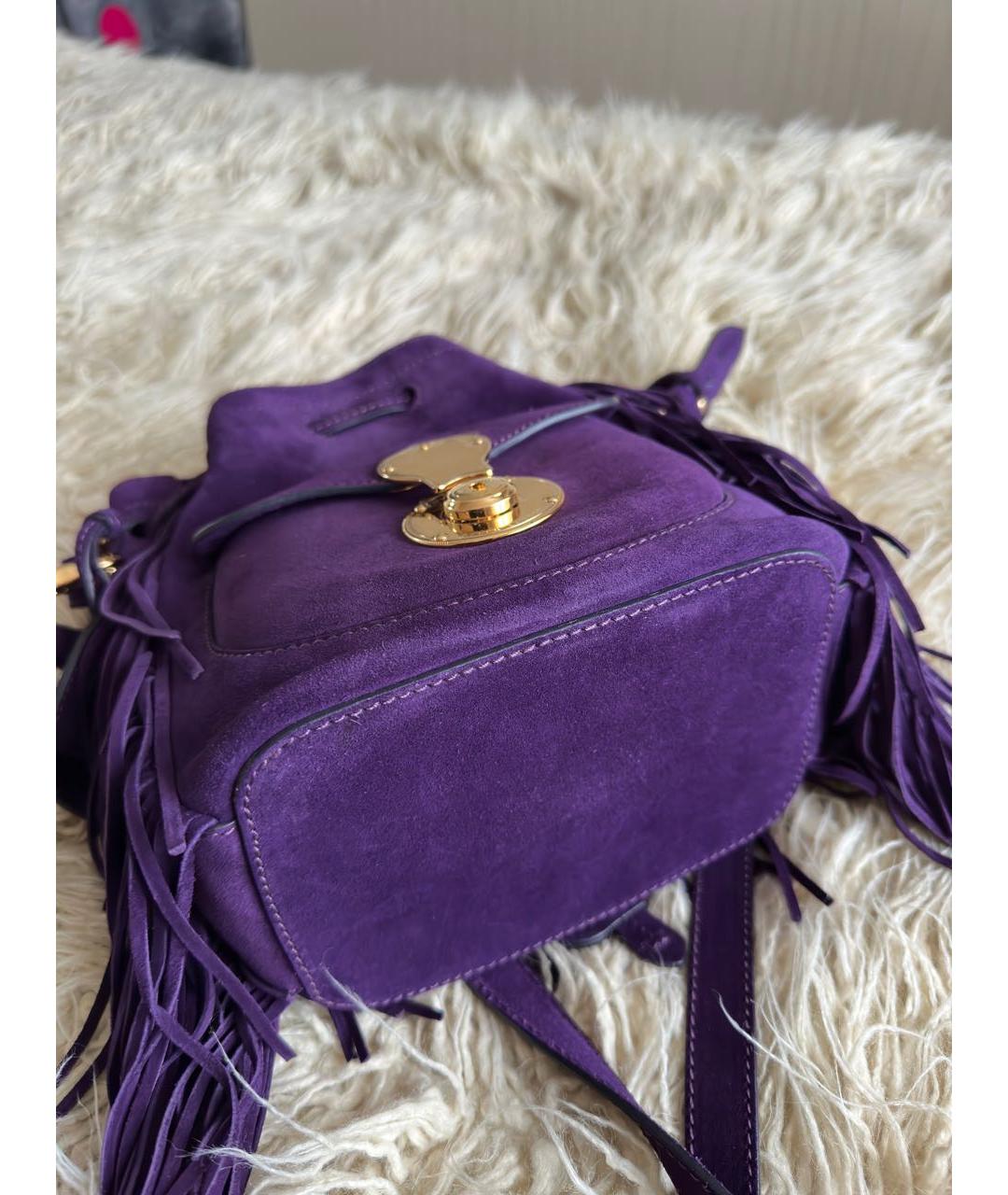 RALPH LAUREN Фиолетовая замшевая сумка через плечо, фото 5
