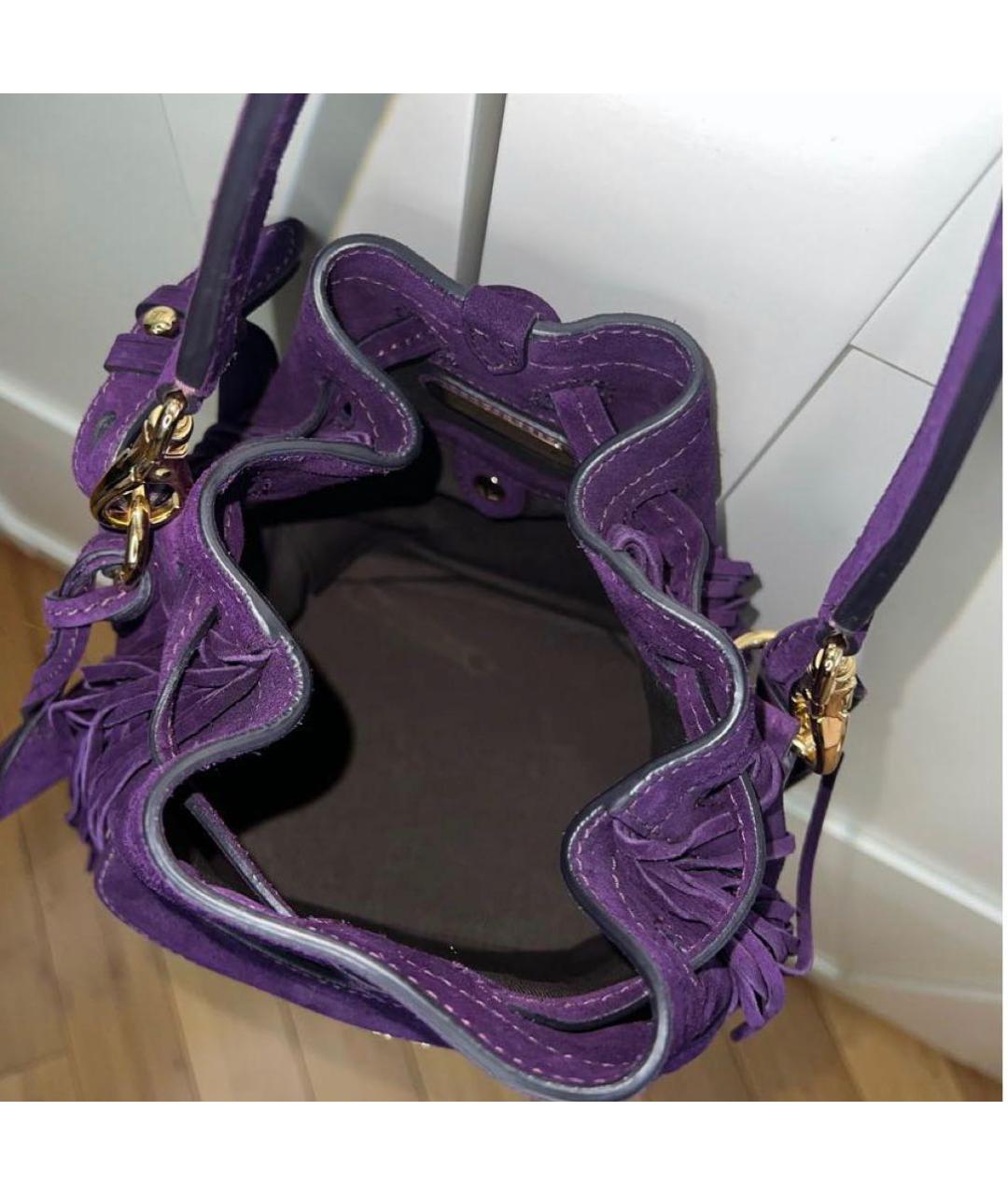 RALPH LAUREN Фиолетовая замшевая сумка через плечо, фото 4