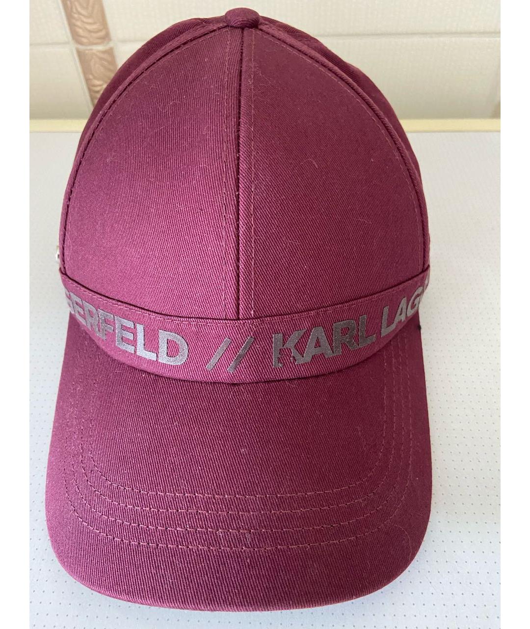 KARL LAGERFELD Бордовая хлопковая кепка, фото 5