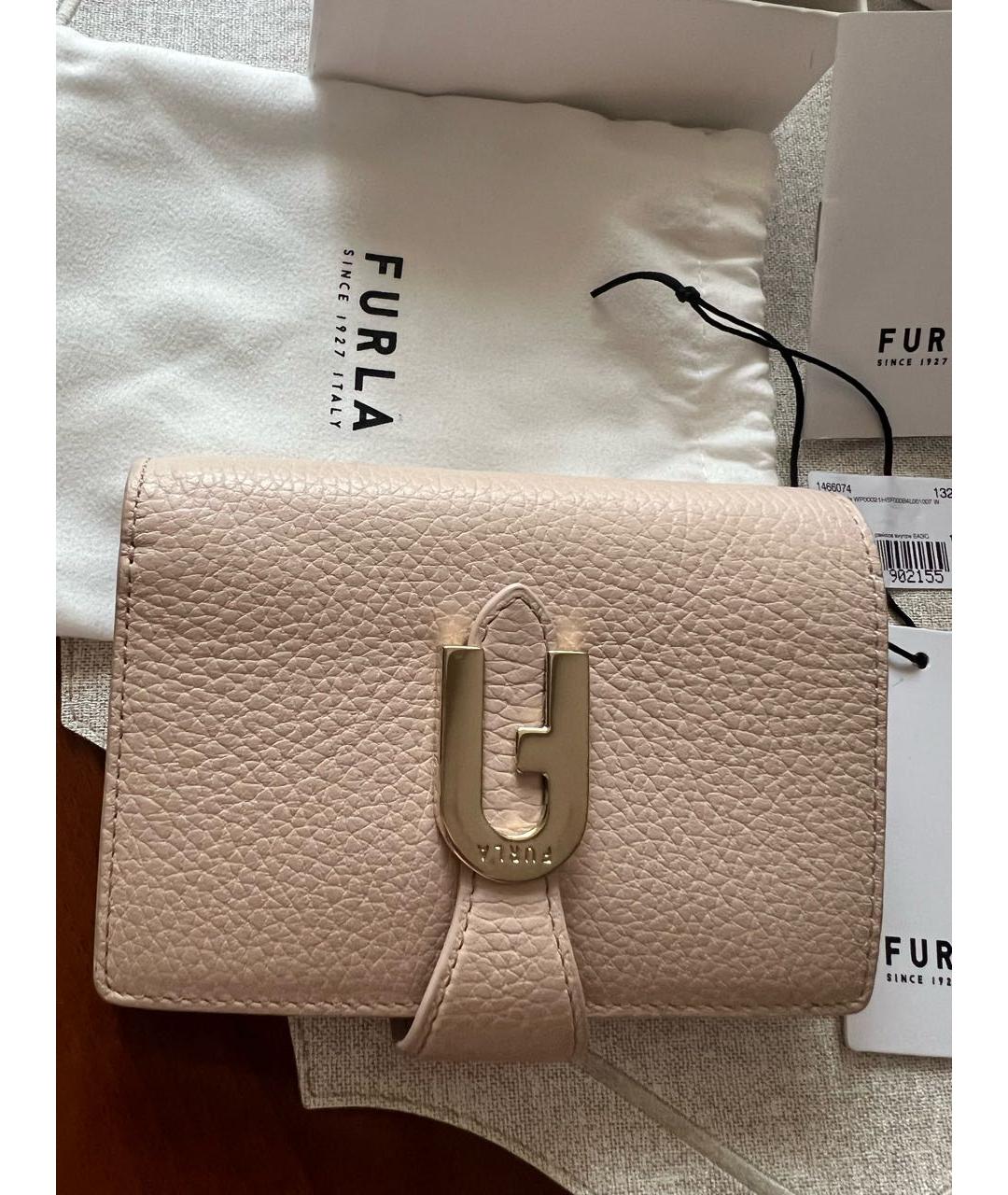 FURLA Бежевый кожаный кошелек, фото 9