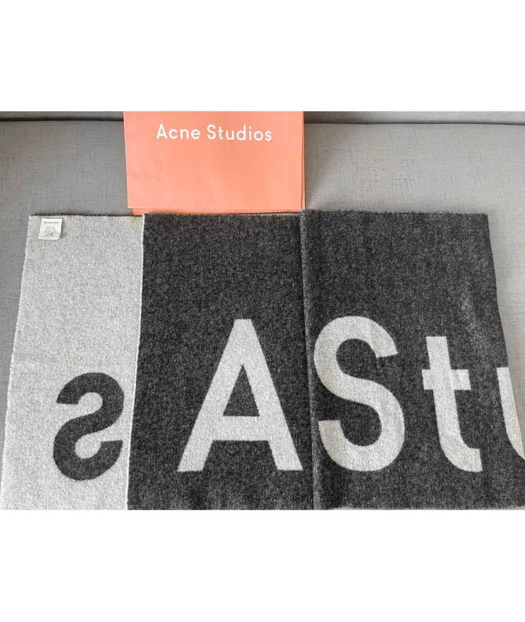 ACNE STUDIOS Серый шерстяной шарф, фото 5