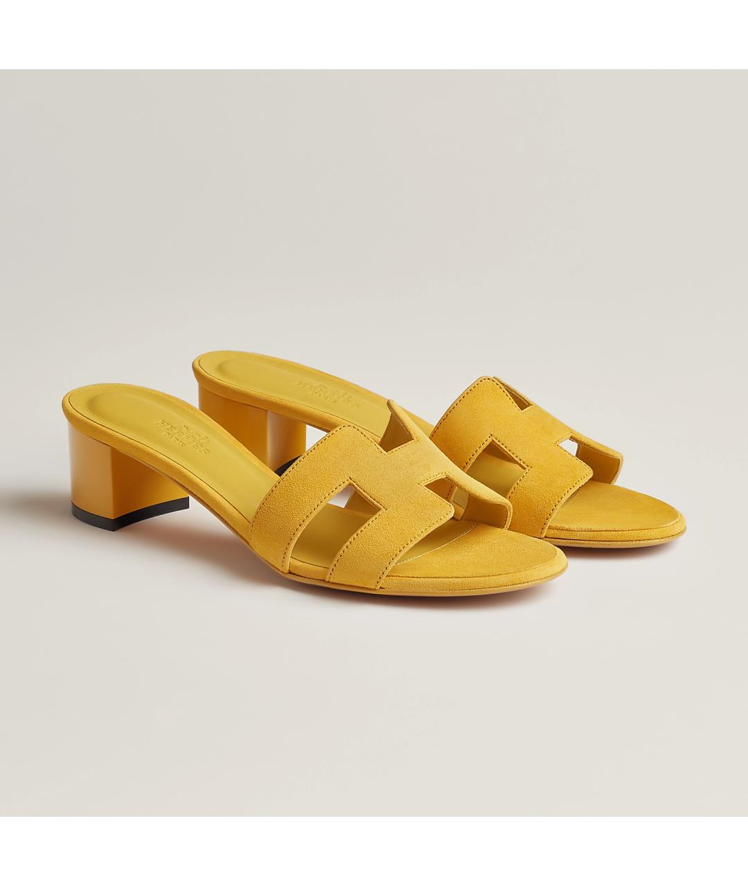 HERMES PRE-OWNED Желтые замшевые сандалии, фото 2