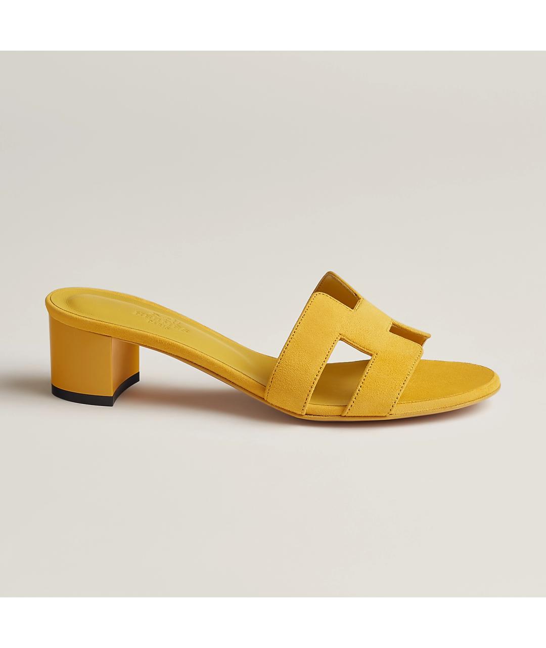 HERMES PRE-OWNED Желтые замшевые сандалии, фото 6