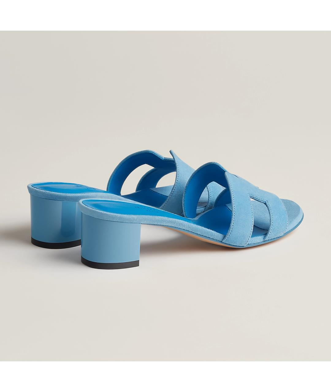 HERMES PRE-OWNED Голубые замшевые сандалии, фото 4