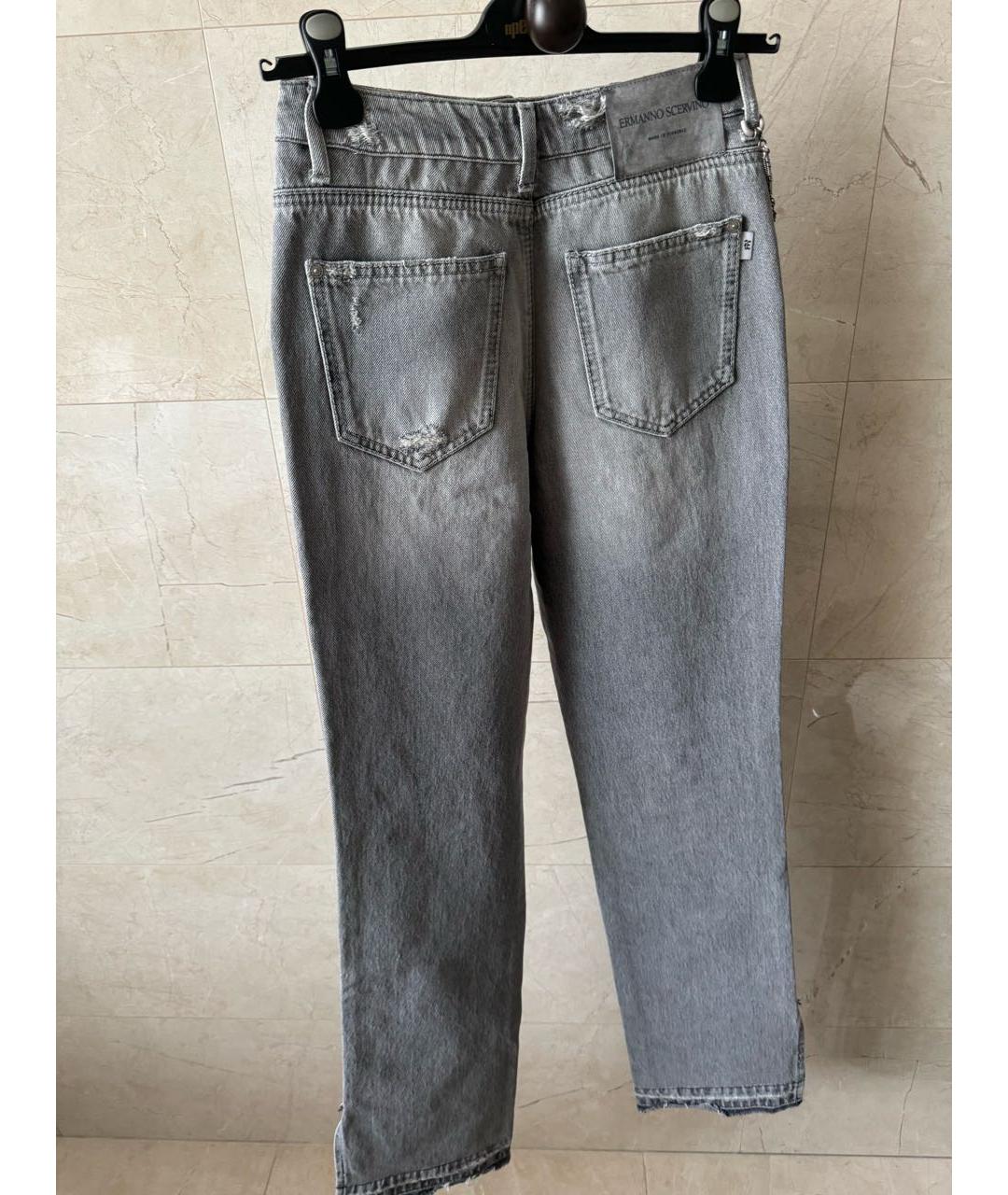 ERMANNO SCERVINO Серые хлопковые прямые джинсы, фото 2