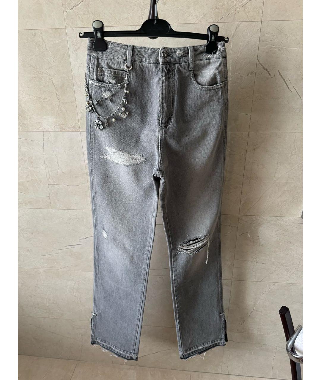 ERMANNO SCERVINO Серые хлопковые прямые джинсы, фото 5