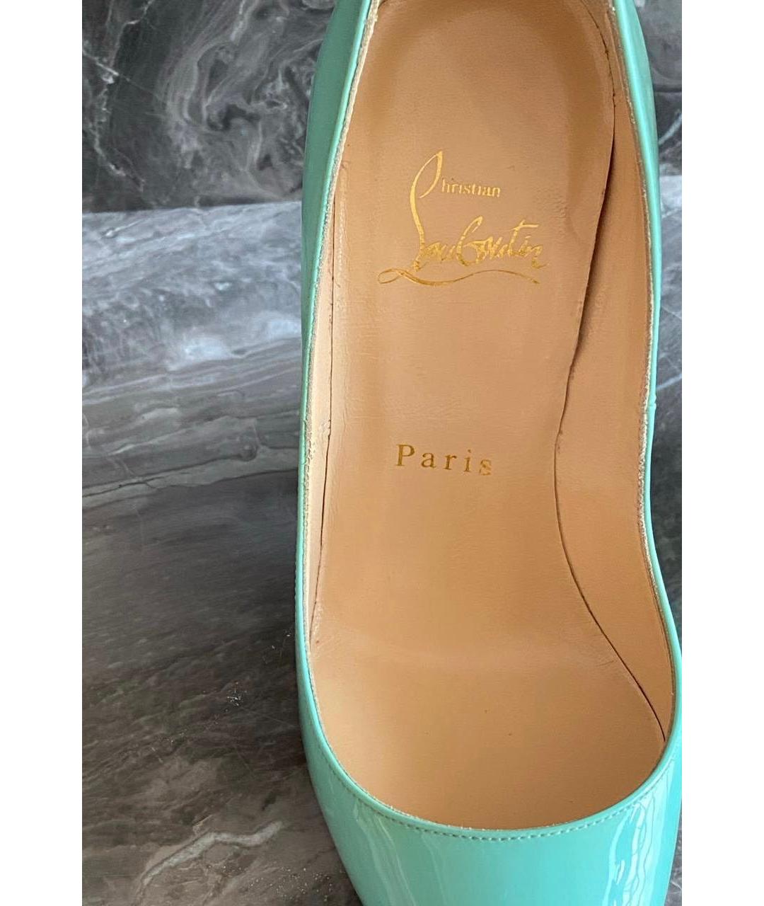 CHRISTIAN LOUBOUTIN Бирюзовые туфли из лакированной кожи, фото 4