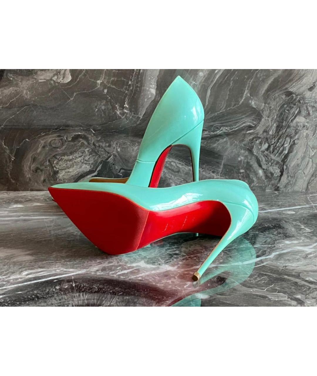CHRISTIAN LOUBOUTIN Бирюзовые туфли из лакированной кожи, фото 7