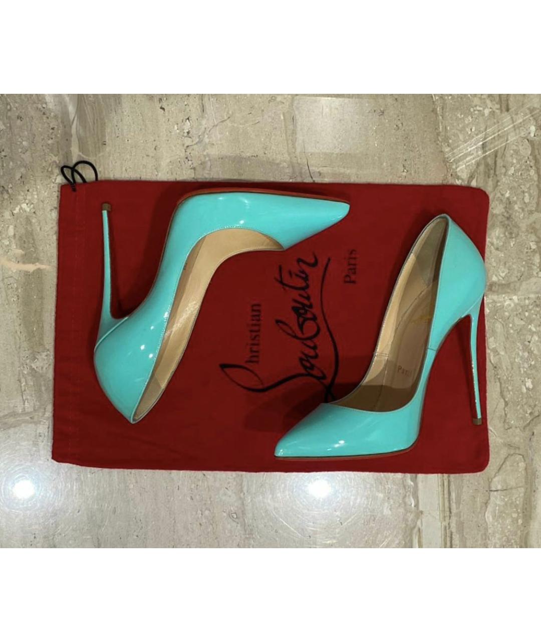 CHRISTIAN LOUBOUTIN Бирюзовые туфли из лакированной кожи, фото 2