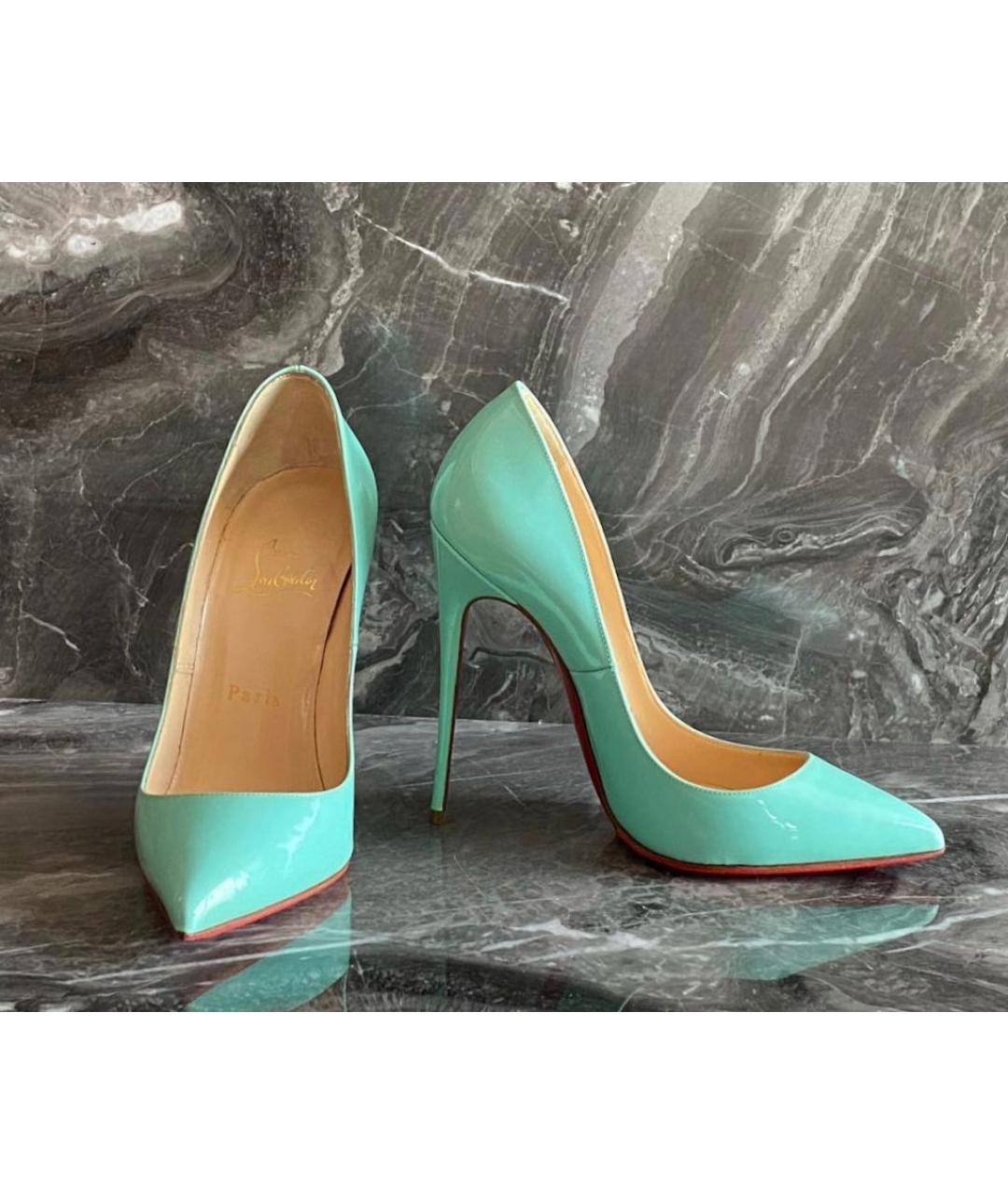 CHRISTIAN LOUBOUTIN Бирюзовые туфли из лакированной кожи, фото 3