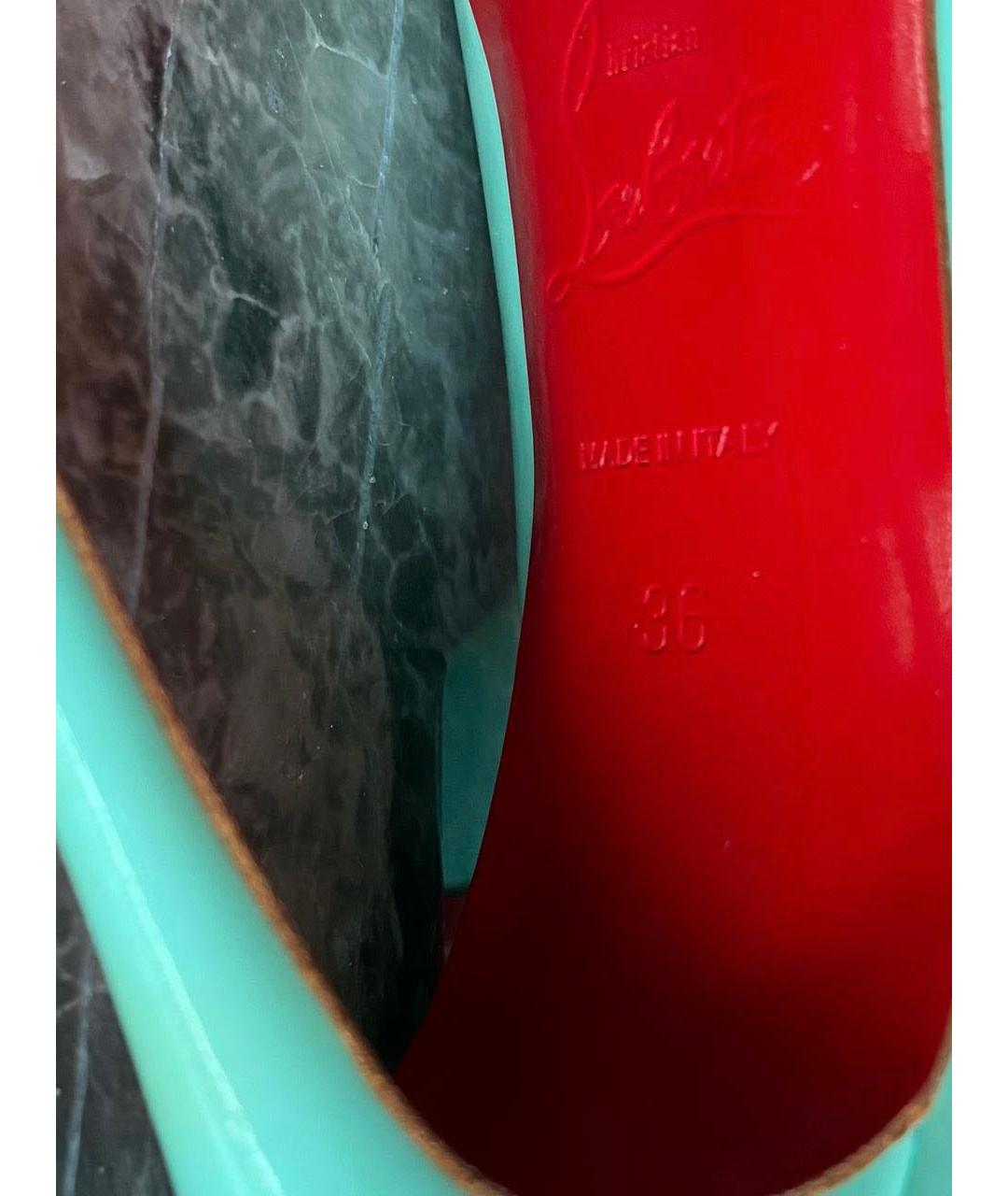 CHRISTIAN LOUBOUTIN Бирюзовые туфли из лакированной кожи, фото 8