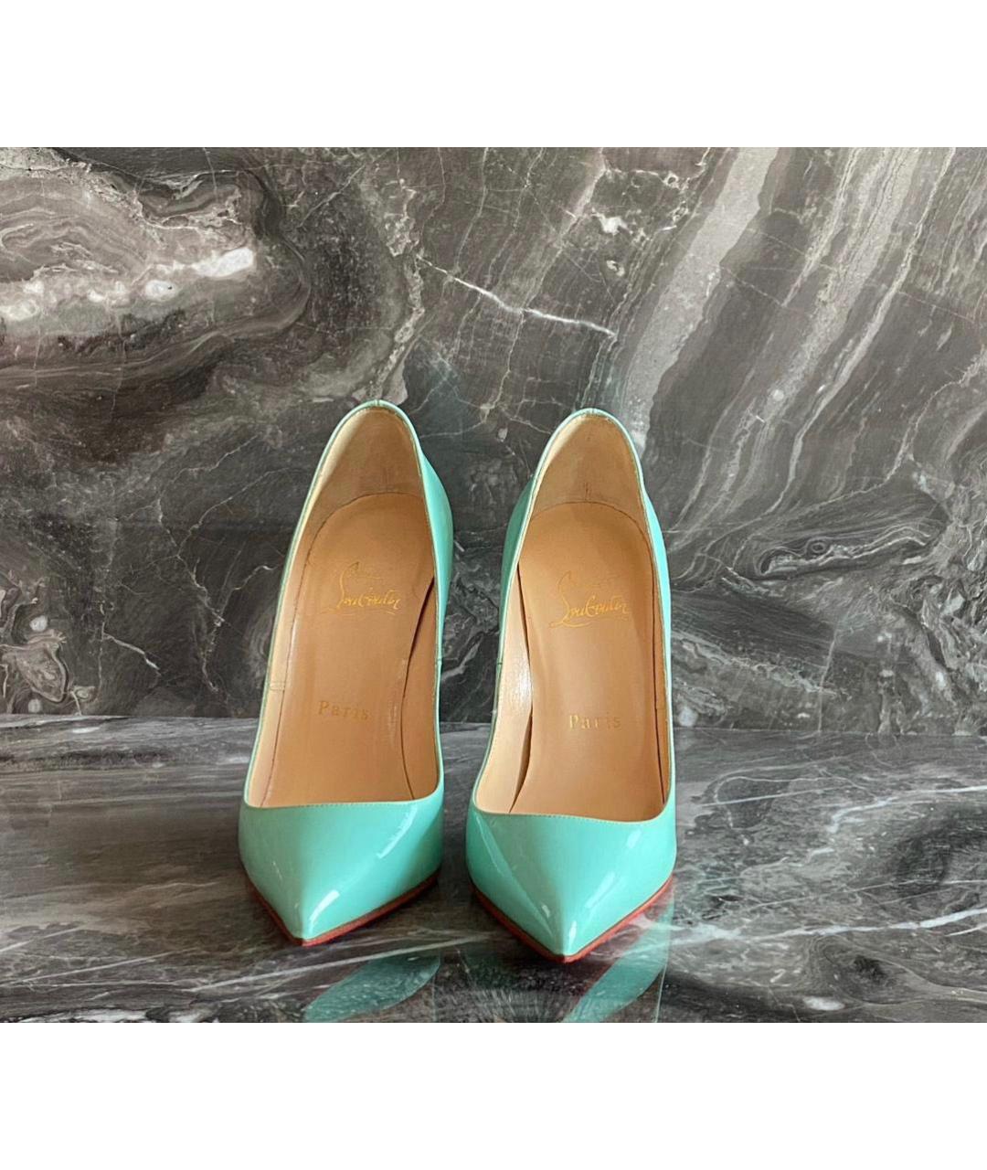 CHRISTIAN LOUBOUTIN Бирюзовые туфли из лакированной кожи, фото 5